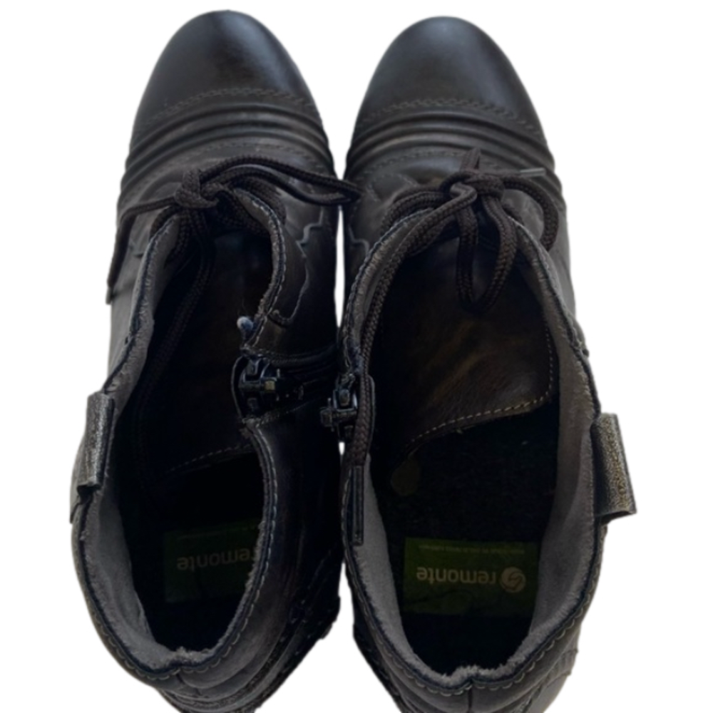 Remonte Size 8.5 / 40 Grey Black Anti-stress Comfort Lace Up Bootie Printed - Picture 5 of 16